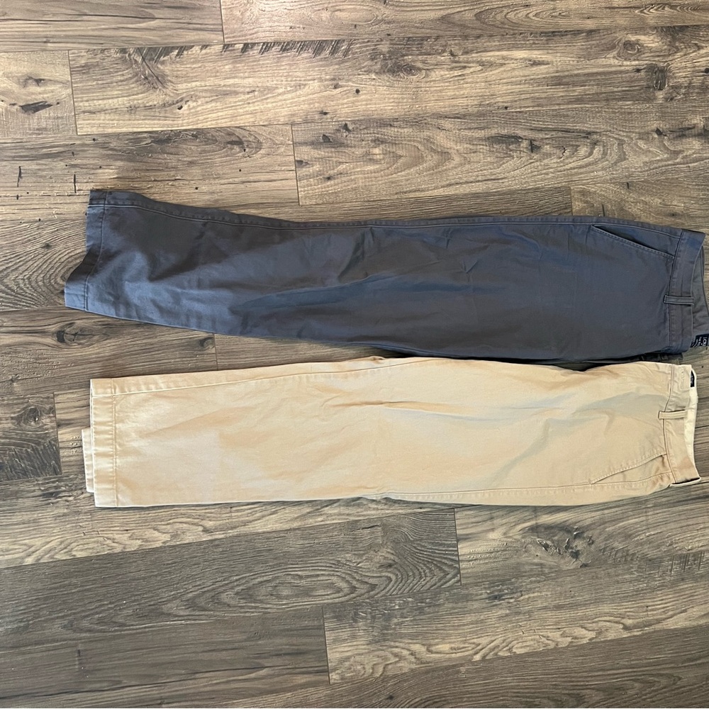 (2) J. Crew Men's Charcoal and Beige Bleecker Chinos 32 x 32